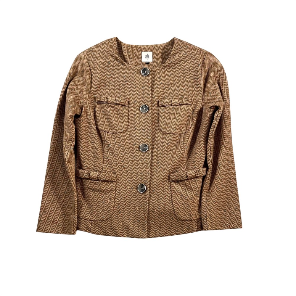 Cabi Brown Herringbone Confetti Penny Blazer Tailored Jacket Style 3170 Size S
